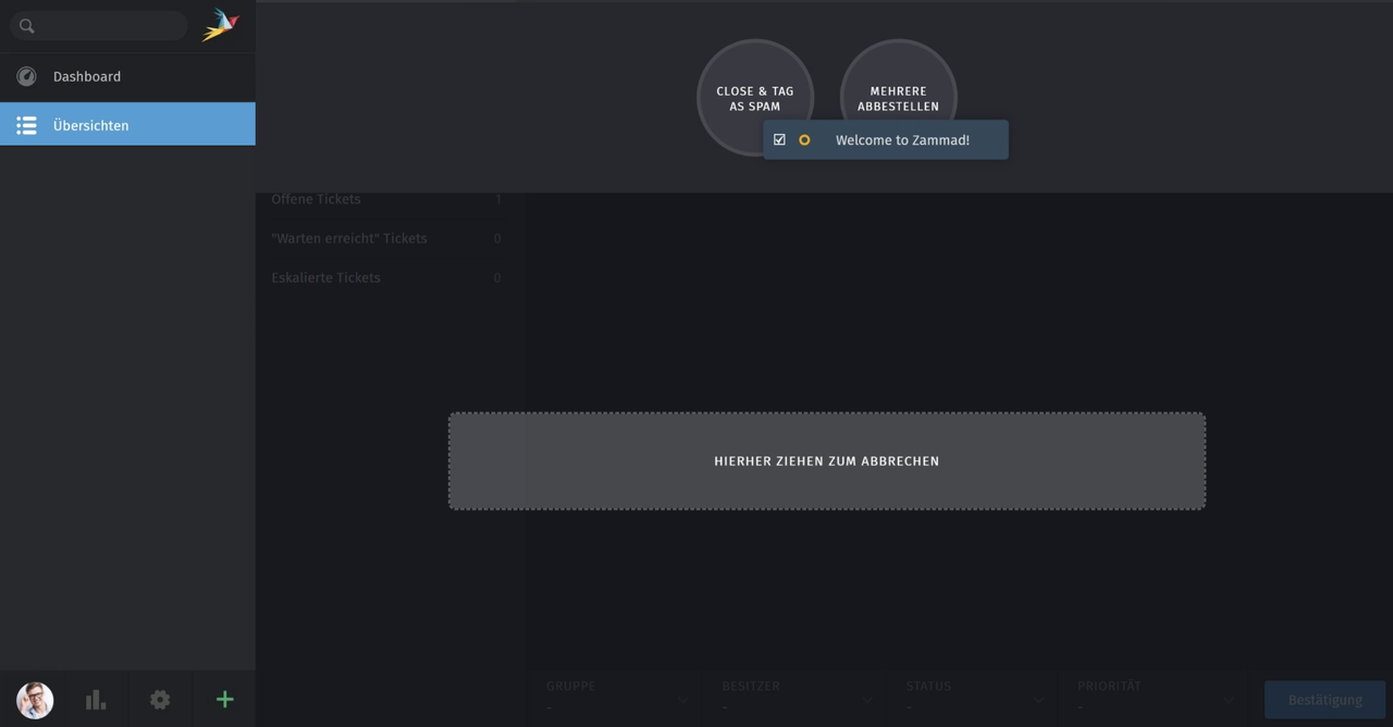 Screenshot Tickets drag and drop