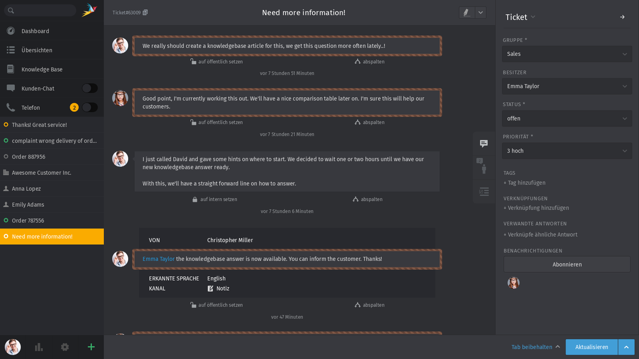 Screenshot Spracherkennung in Zammad