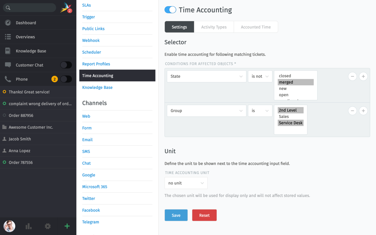 screenshot time accounting in zammad